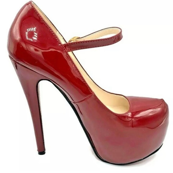 Vivo Rosa by Milano Patent Leather Maroon Platform - Picture 5 of 12